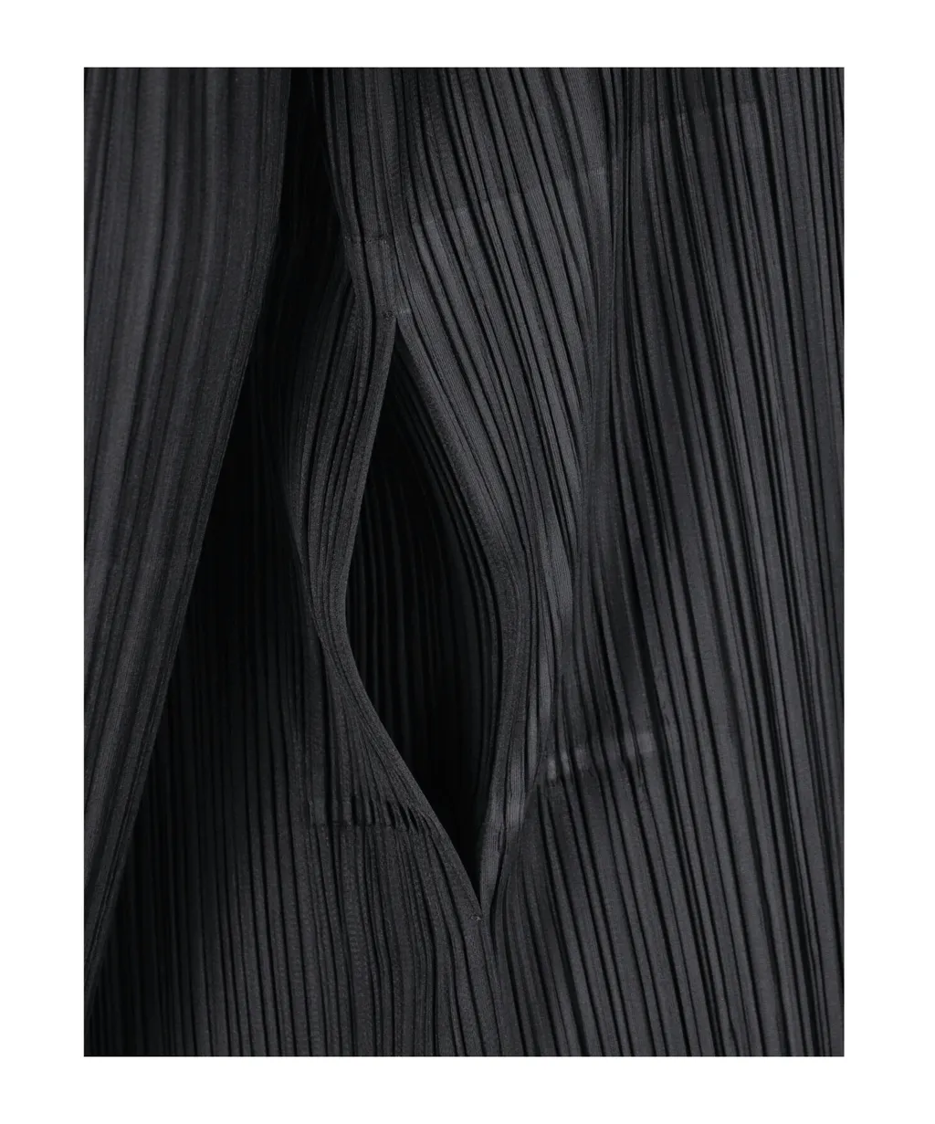 Pleats Please Issey Miyake V-Neck Pleated Coat