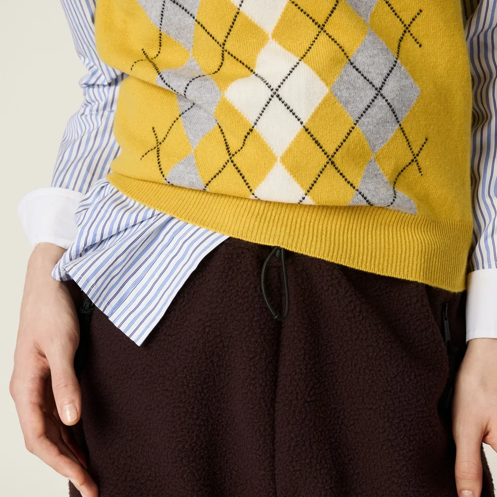 Miu Miu Check-Pattern V-Neck Knitted Vest