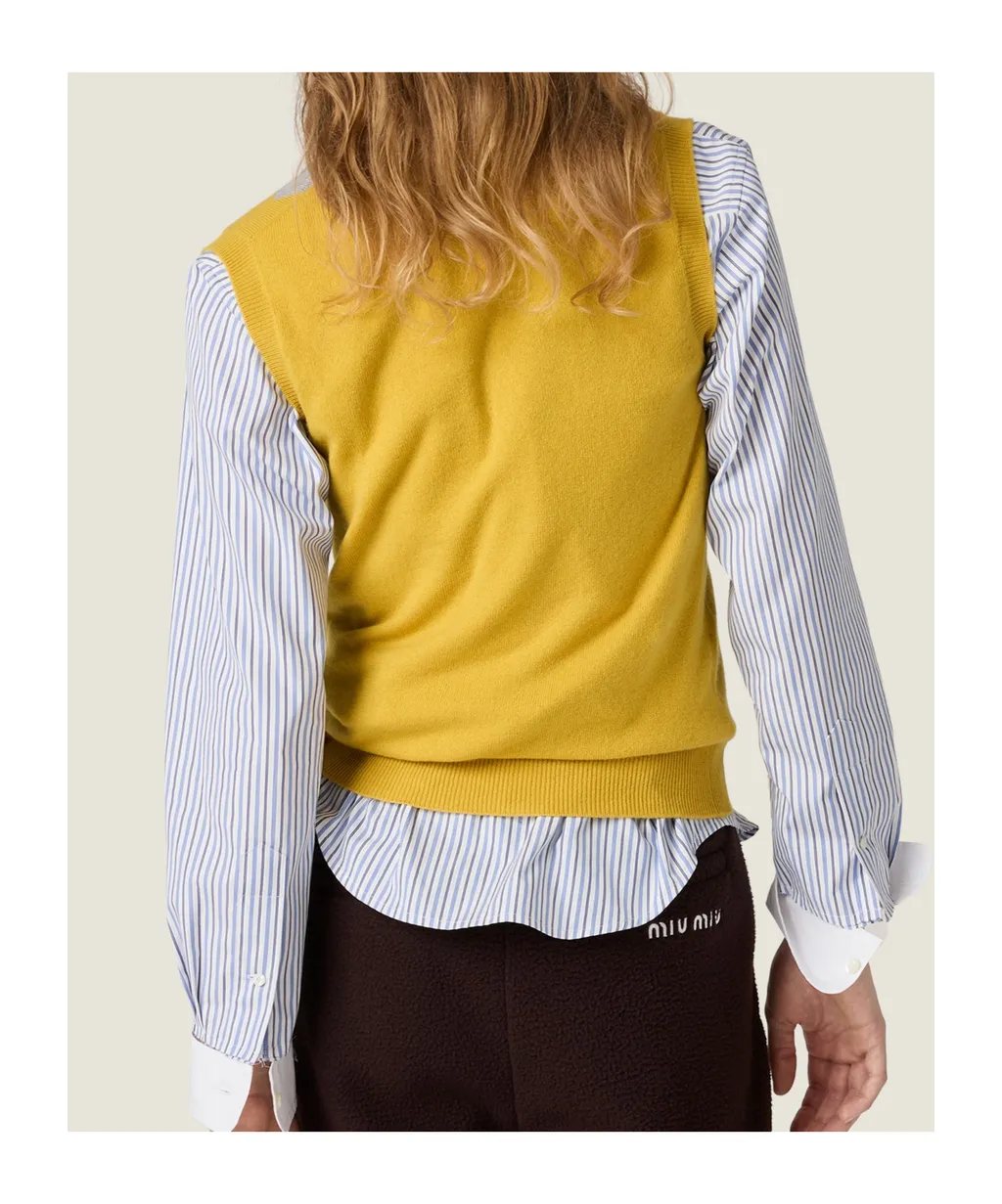 Miu Miu Check-Pattern V-Neck Knitted Vest