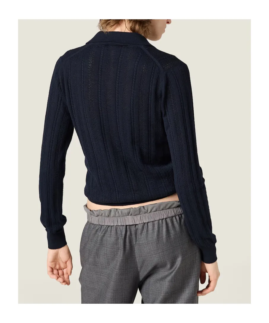 Miu Miu Button-Up Knitted Polo Cardigan