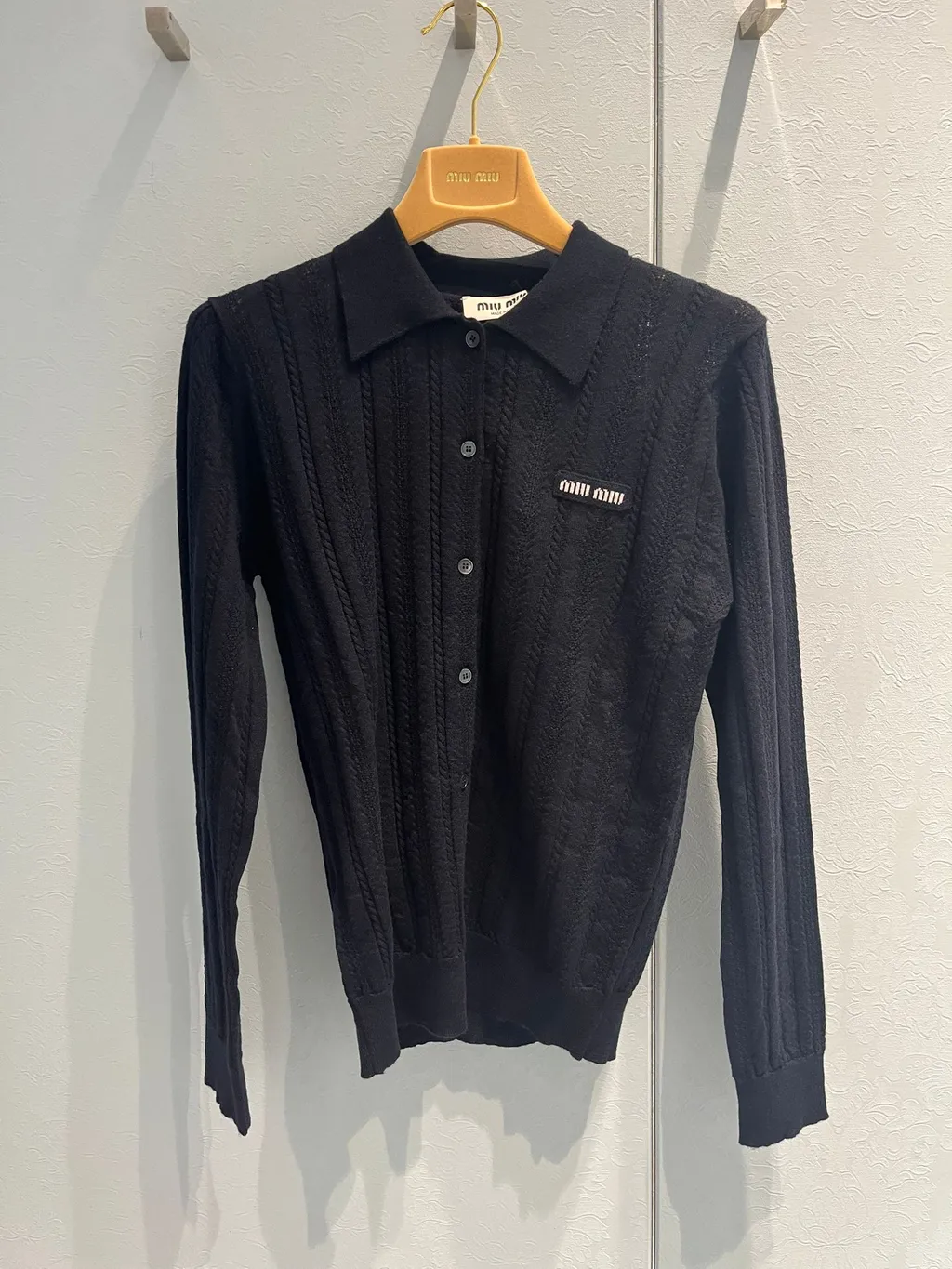 Miu Miu Button-Up Knitted Polo Cardigan