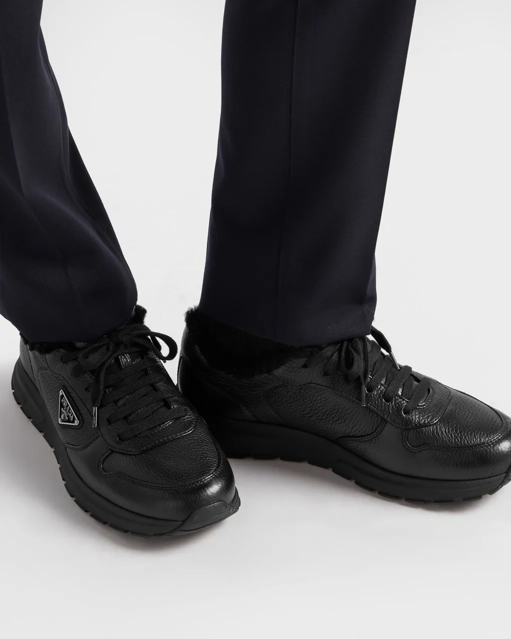 Prada Triangle-Logo Lace-Up Sneakers