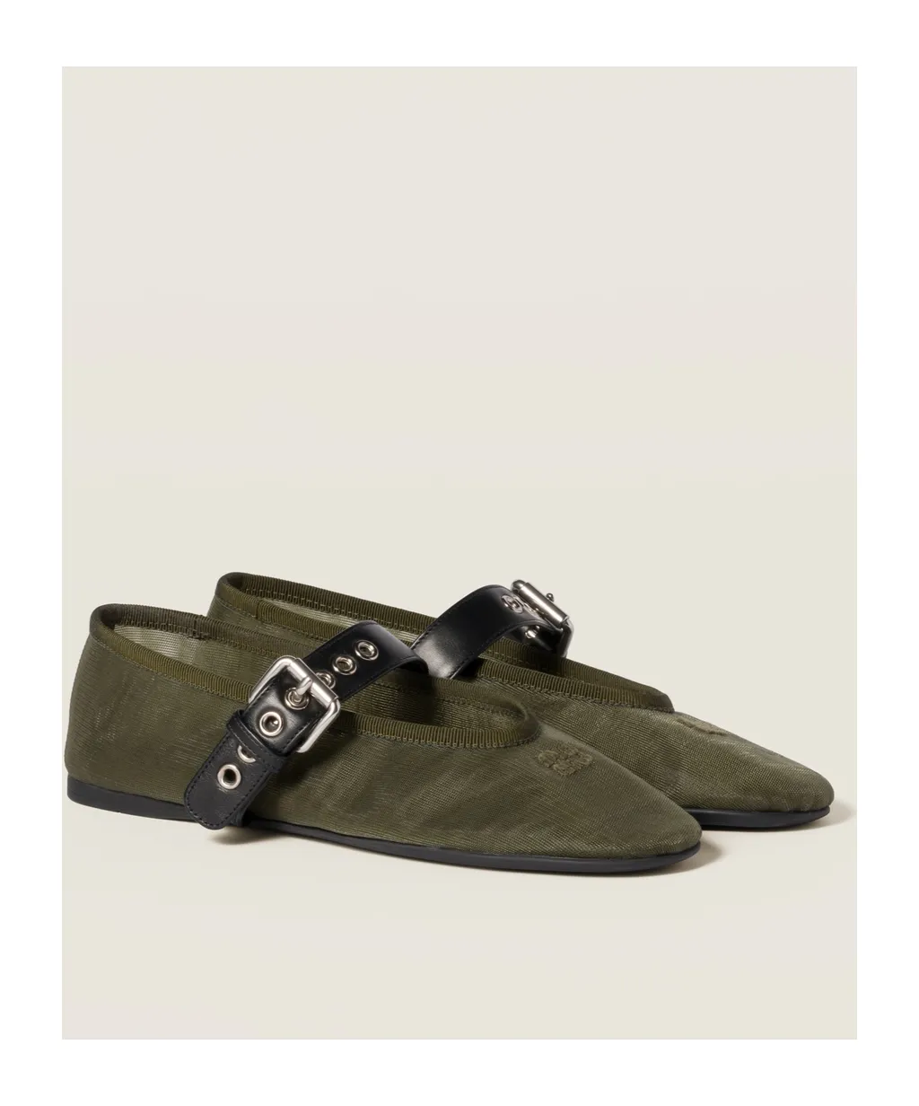 Miu Miu Logo-Embroidered Ballerines