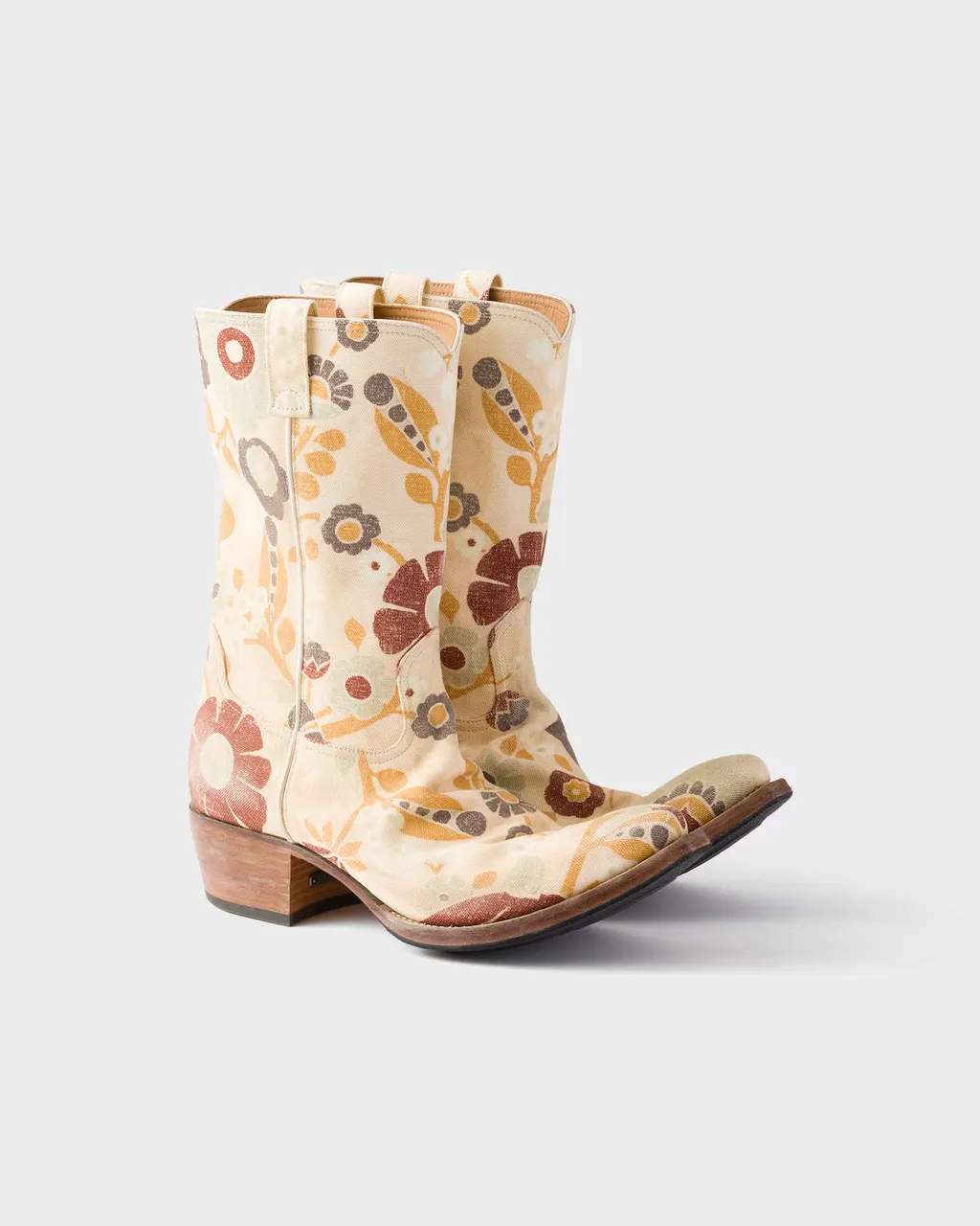 Prada Floral-Printed Pointed-Toe Western Boots