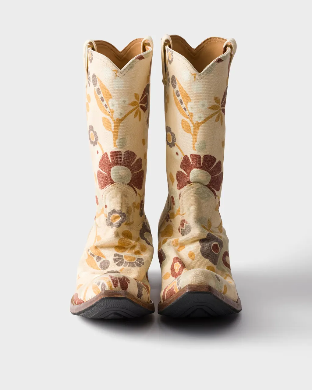 Prada Floral-Printed Pointed-Toe Western Boots