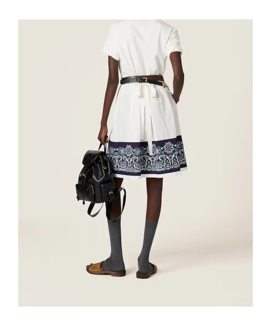 Slubbed Poplin Dress With Print