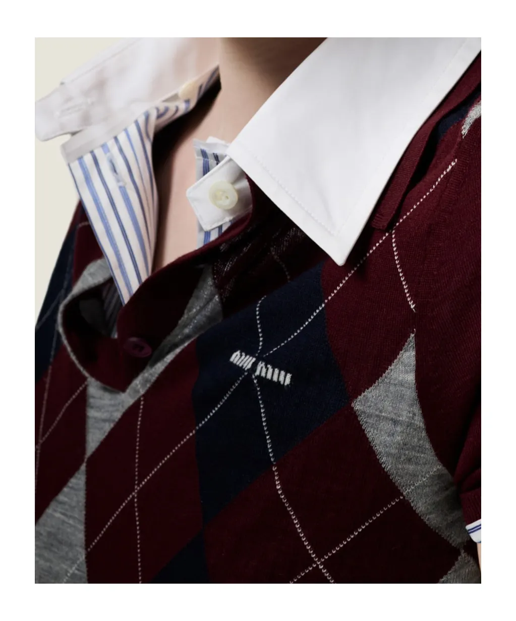 Miu Miu Check-Pattern Short-Sleeved Polo Shirt