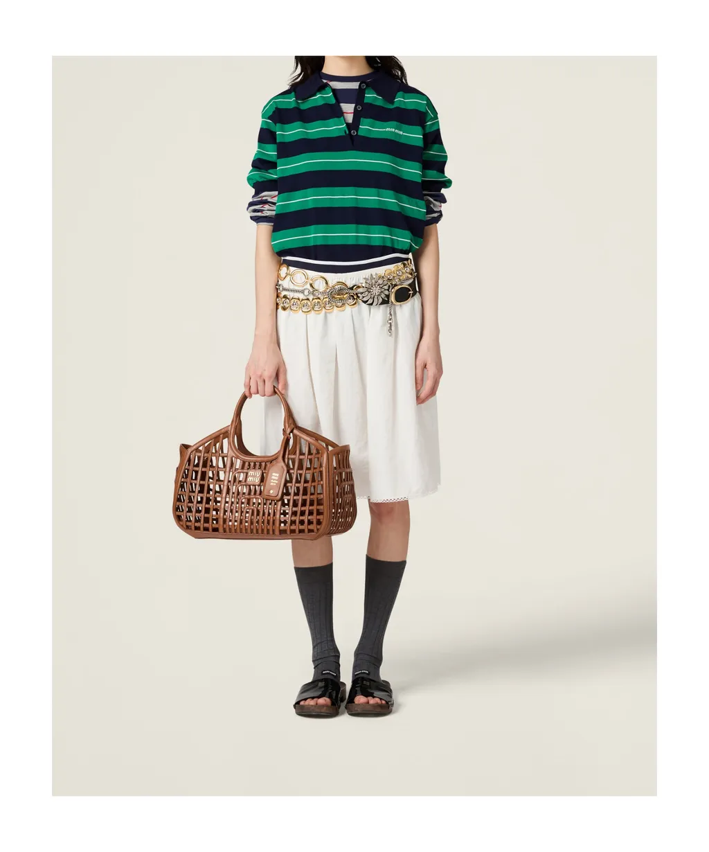 Miu Miu Short-Sleeved Striped Polo Shirt