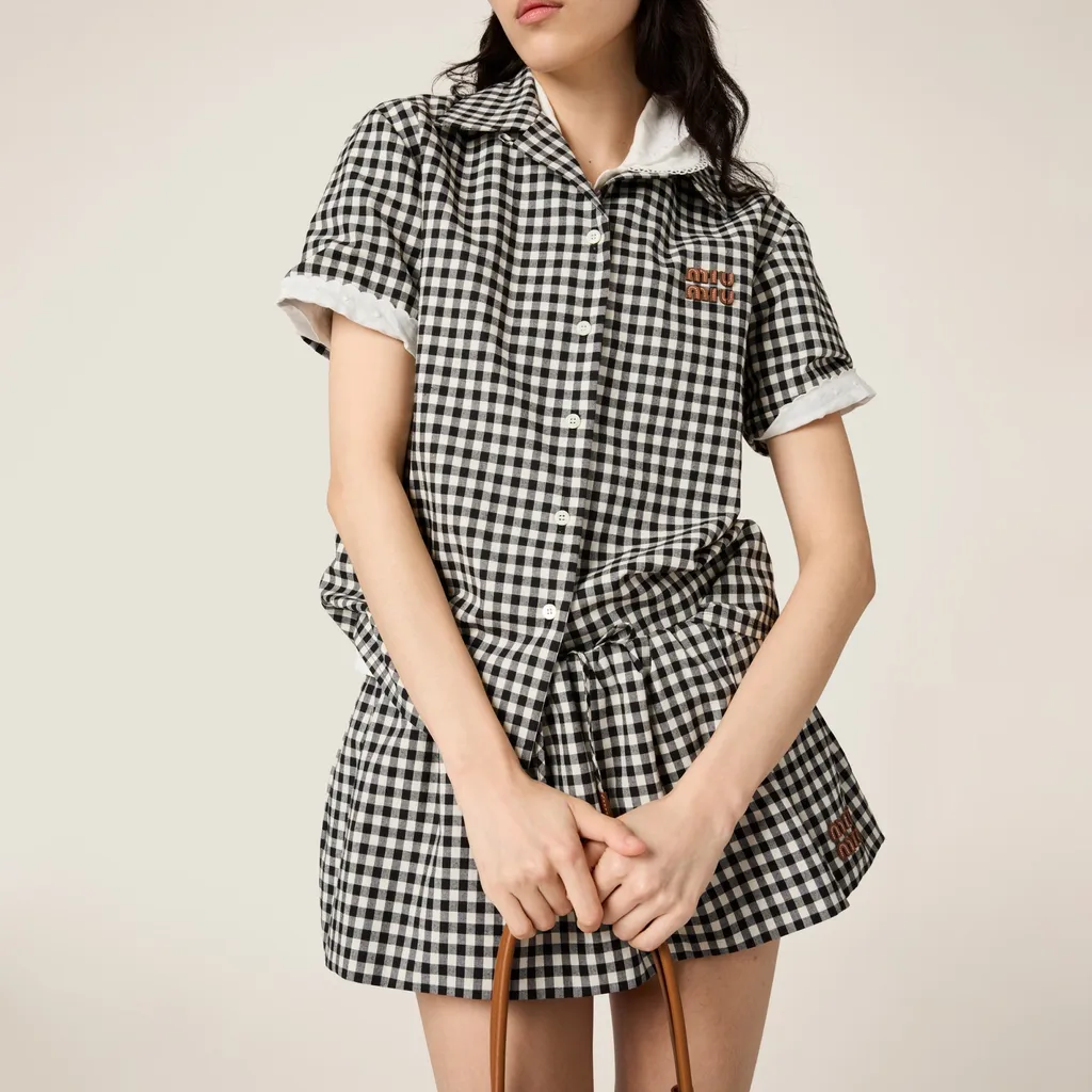 Miu Miu Short-Sleeved Checked Shirt