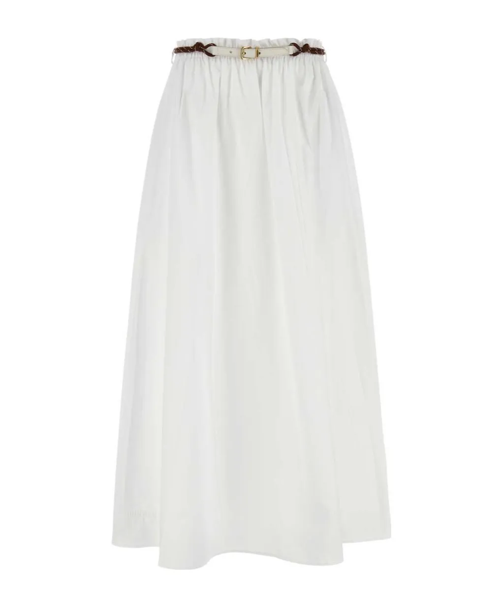 Miu Miu Belted Poplin Skirt