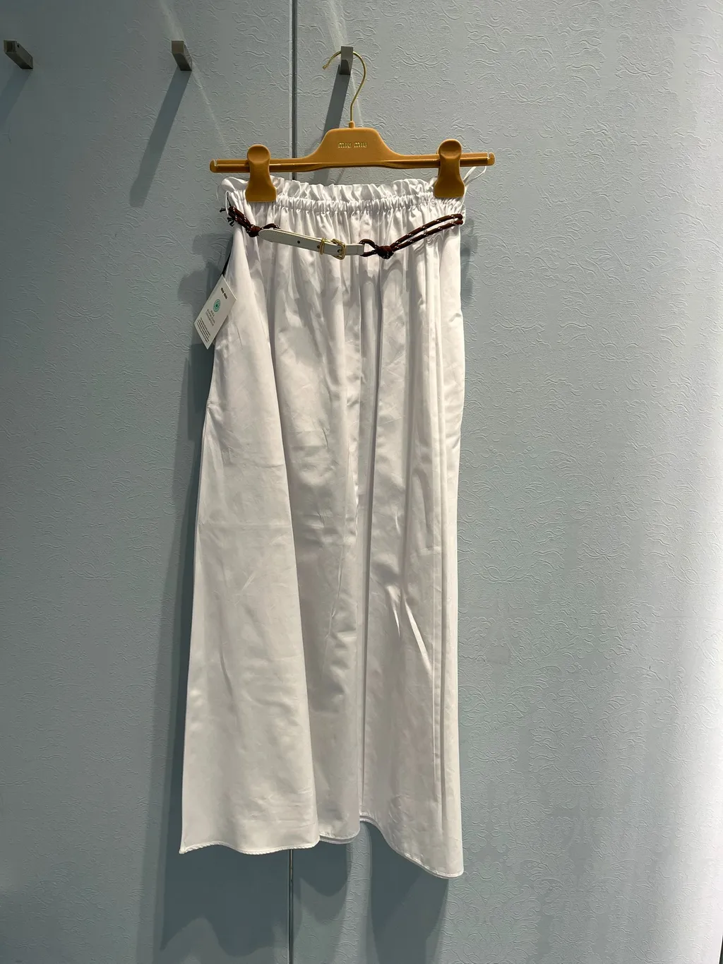 Miu Miu Belted Poplin Skirt