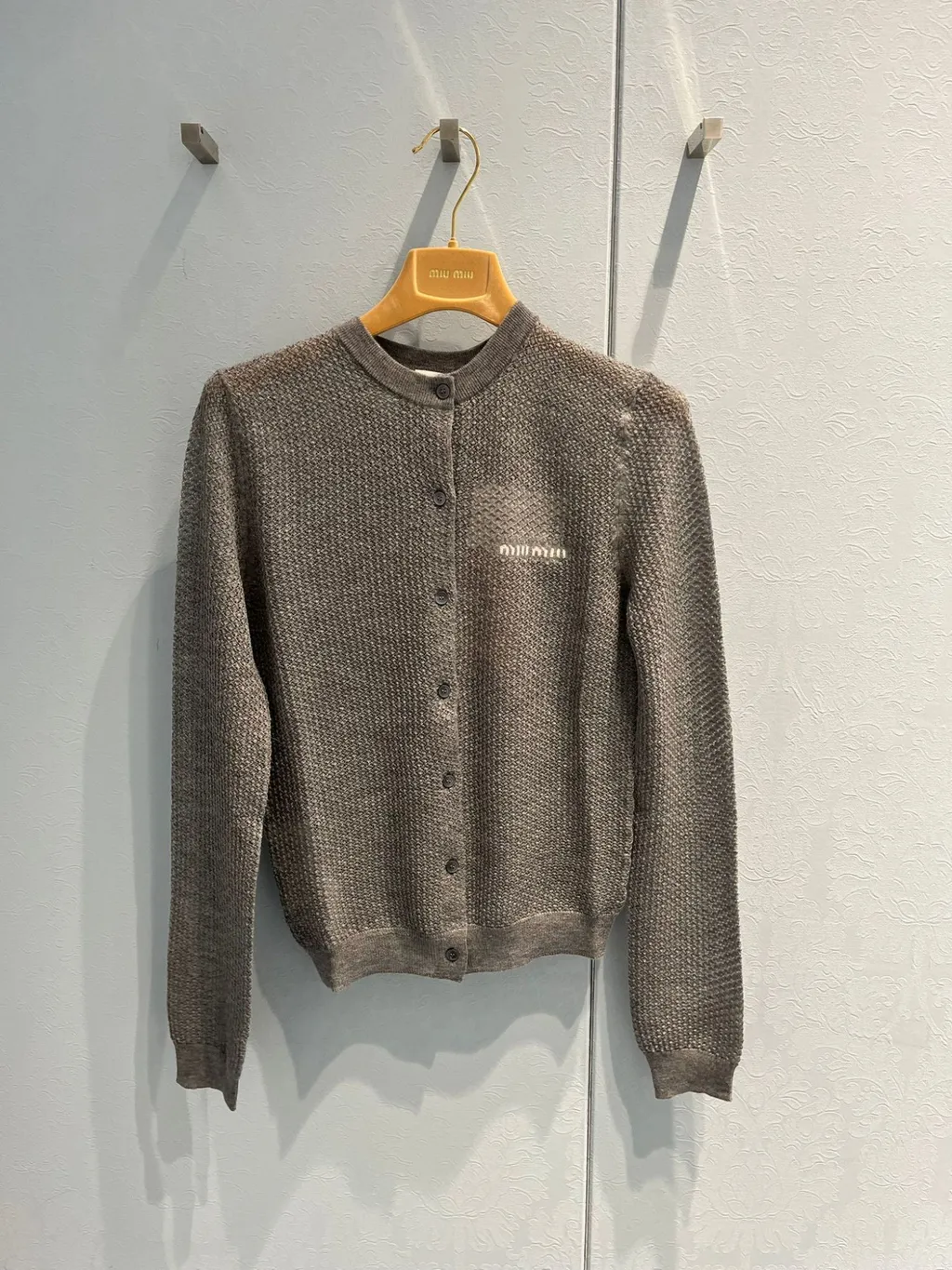 Miu Miu Crewneck Button-Up Cardigan