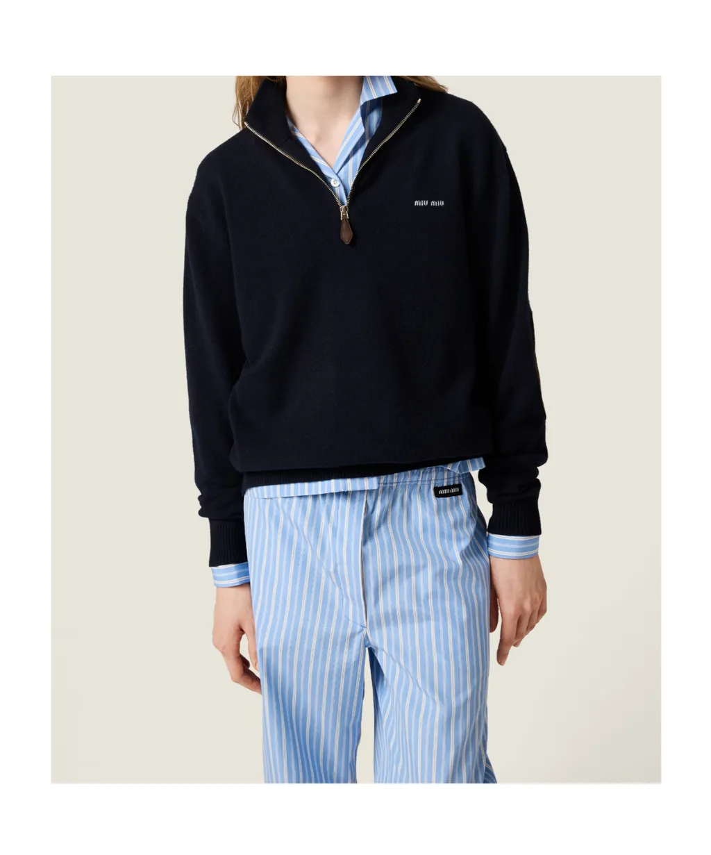 Miu Miu Half-Zipped Knitted Jumper
