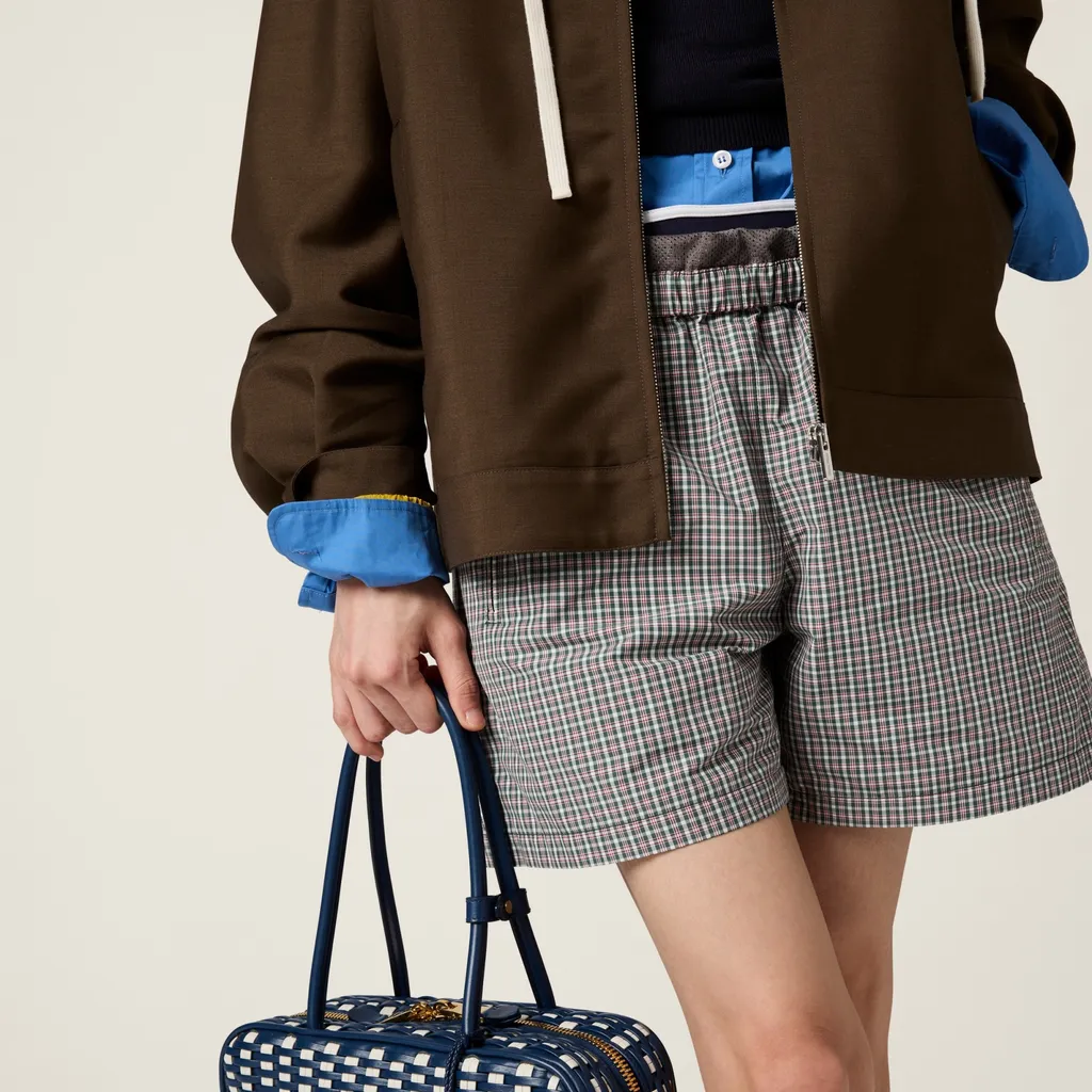 Miu Miu Checked Elastic Waist Shorts