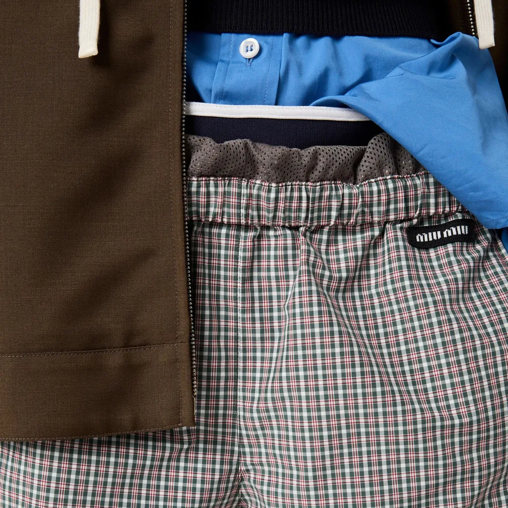 Miu Miu Checked Elastic Waist Shorts