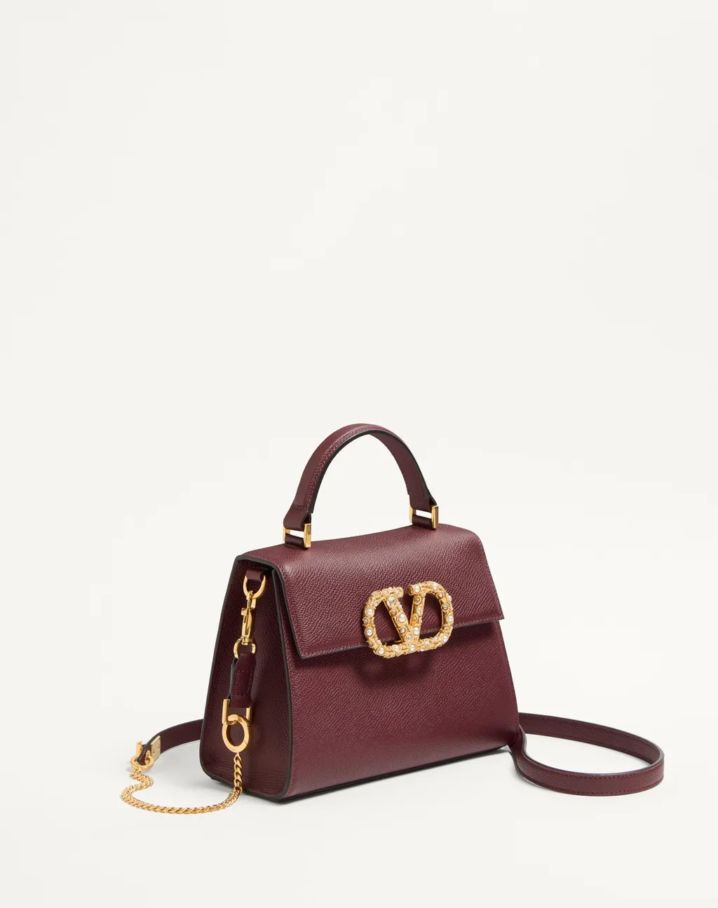 Valentino Garavani Vsling Small Handbag In Grainy Calfskin With Jewel Logo