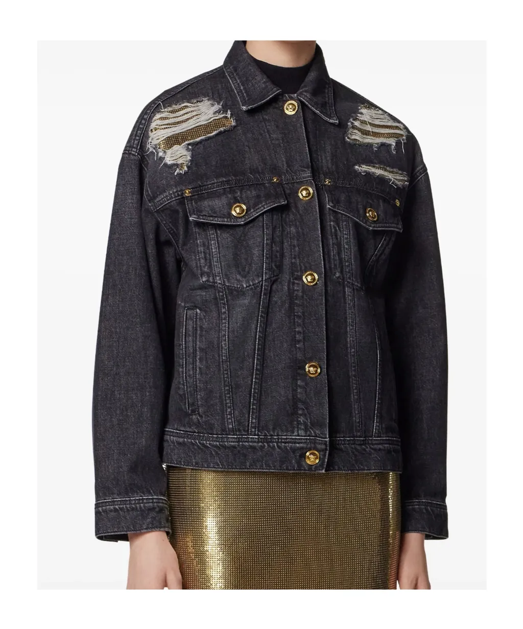 Versace Distressed Denim Jacket
