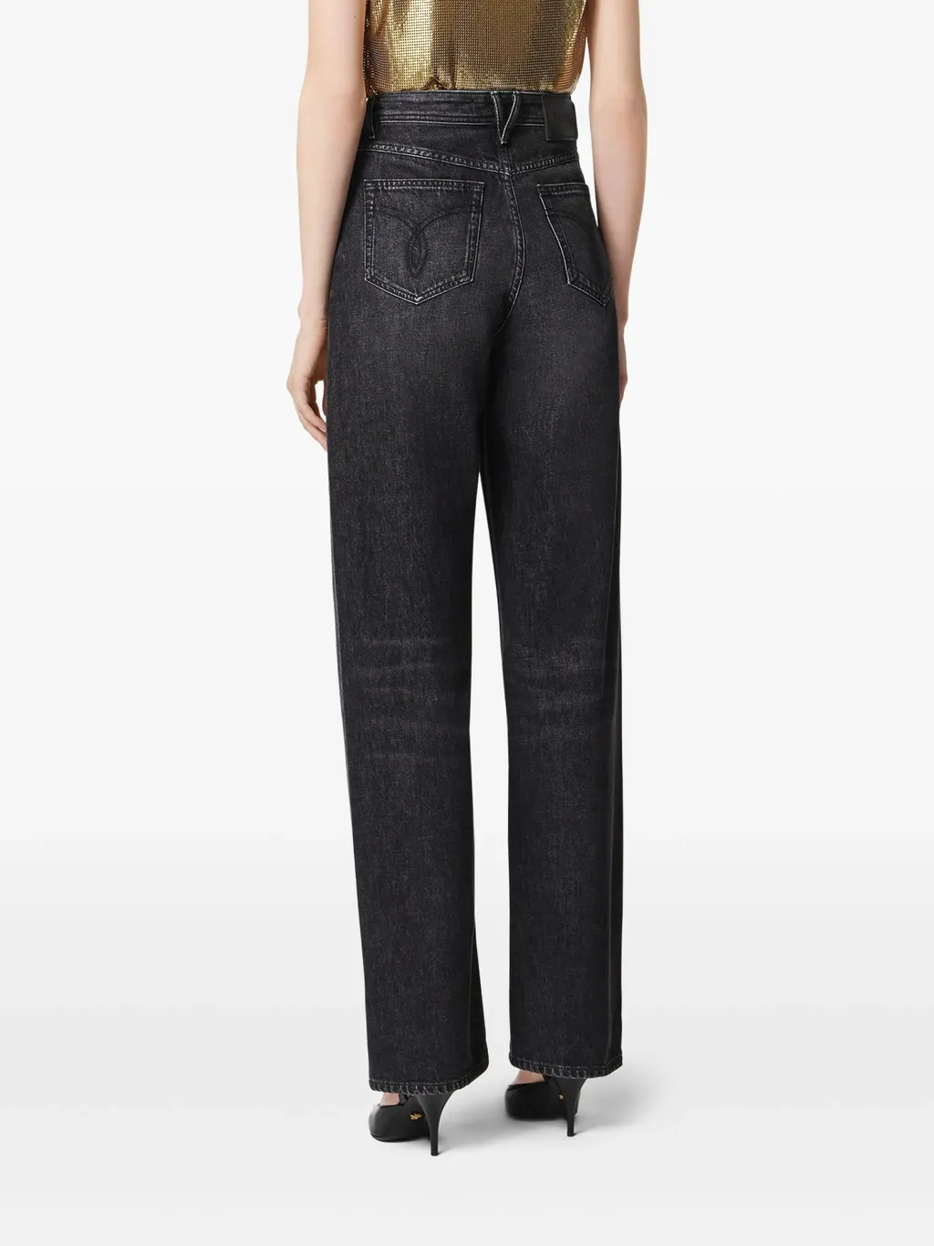 Versace Distressed Straight-Leg Jeans