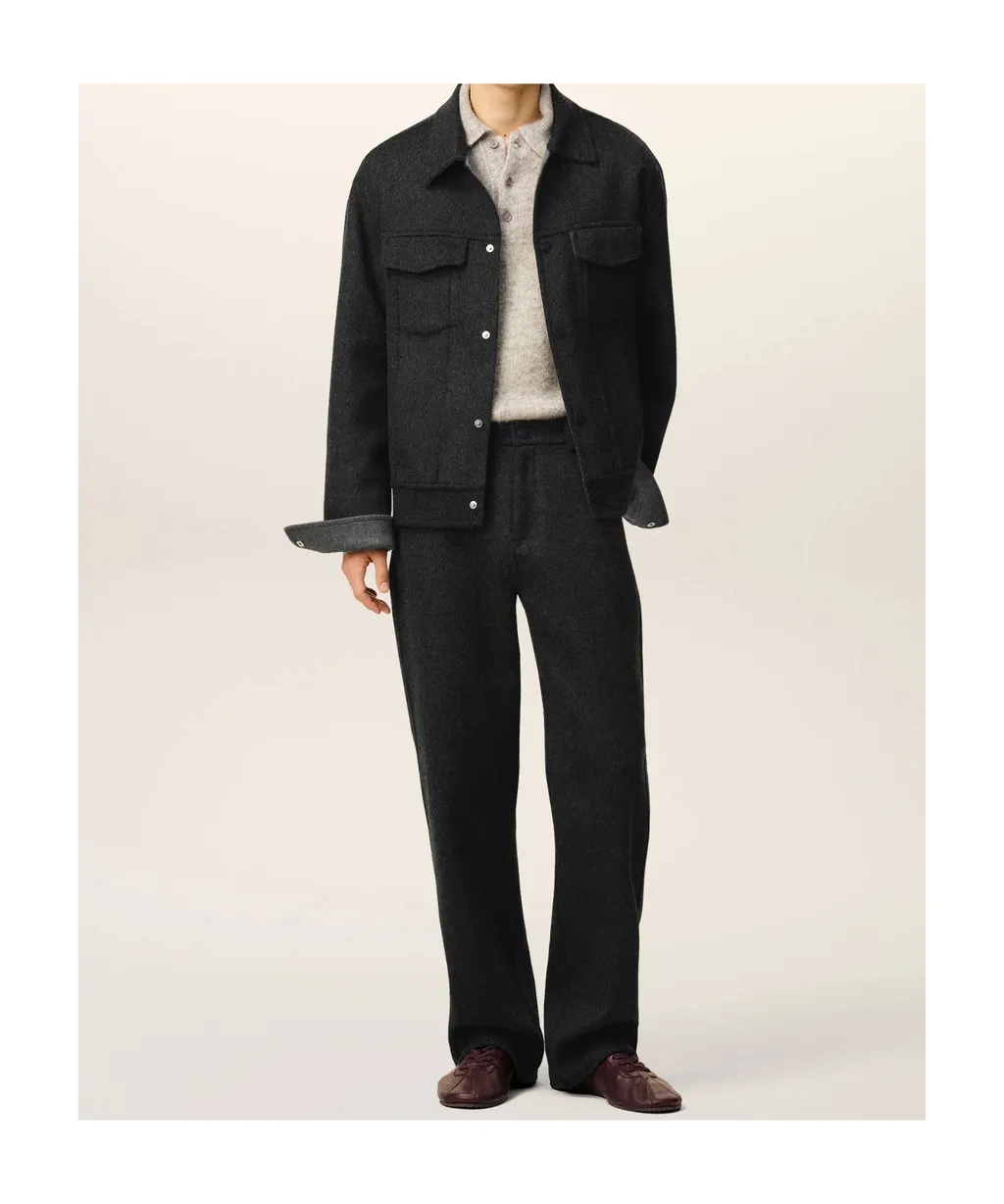 Grey Wool Trucker Jacket