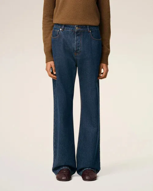 Ami Paris Logo Patch Straight Leg Jeans