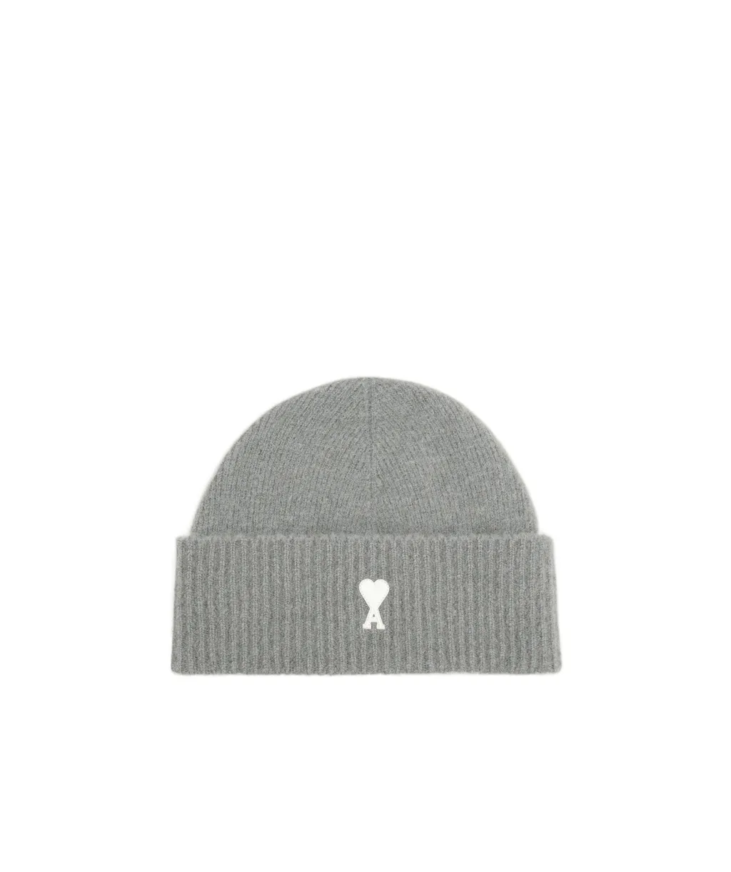 Ami Paris Logo Embroidered Knitted Beanie