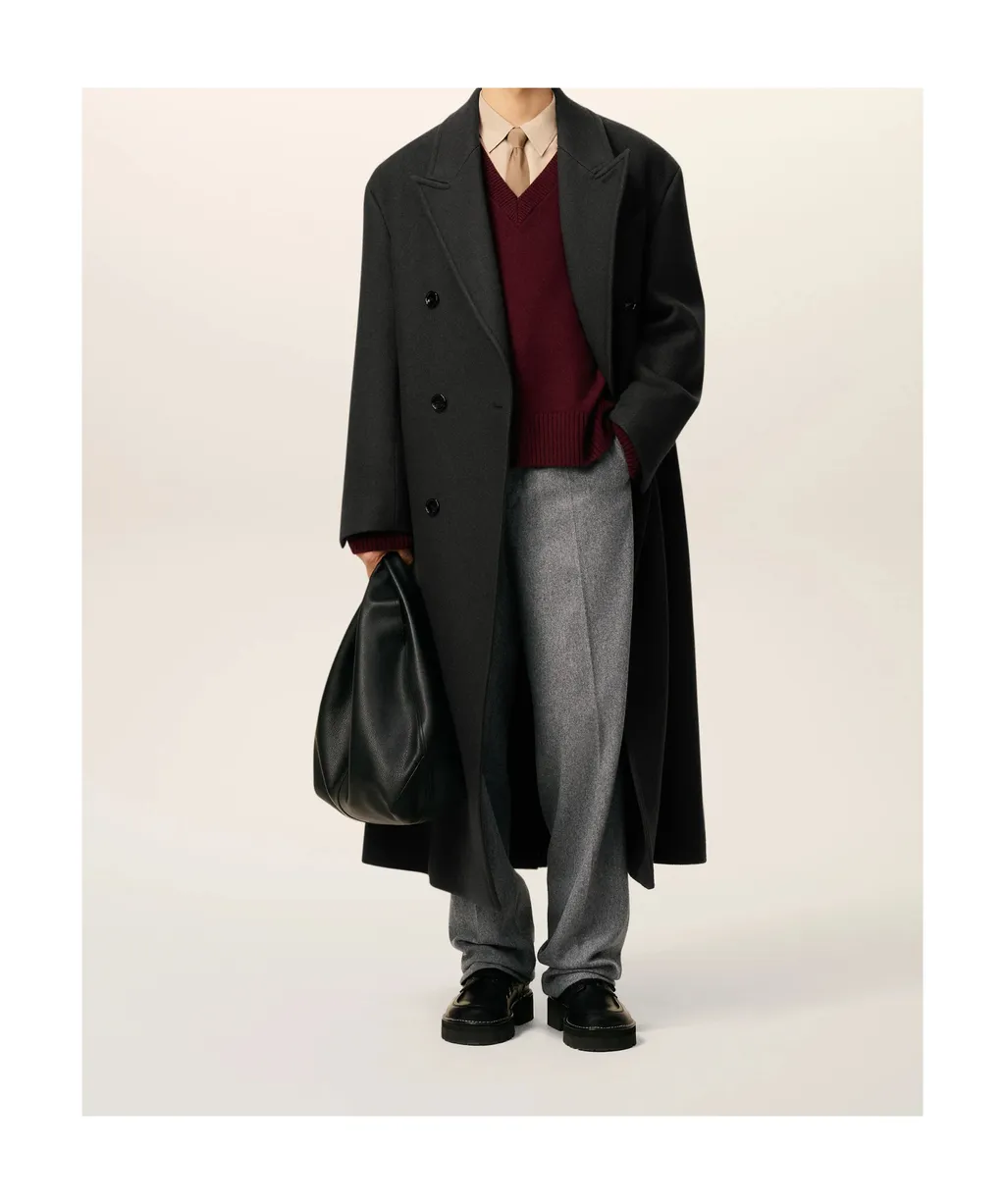 Ami Paris Double-Breasted Mid-Length Coat