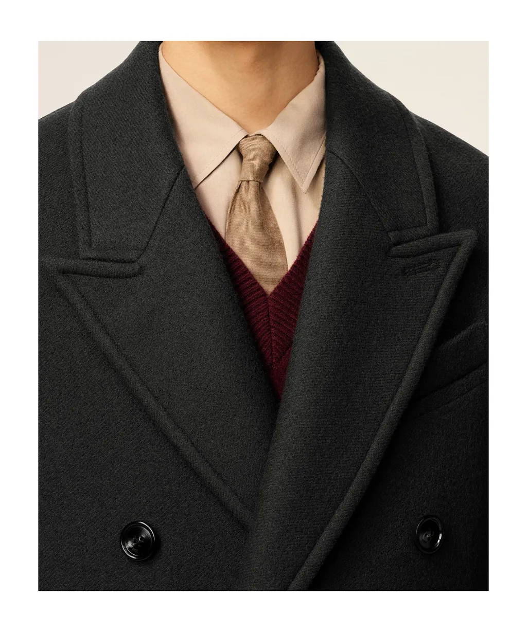 Ami Paris Double-Breasted Mid-Length Coat