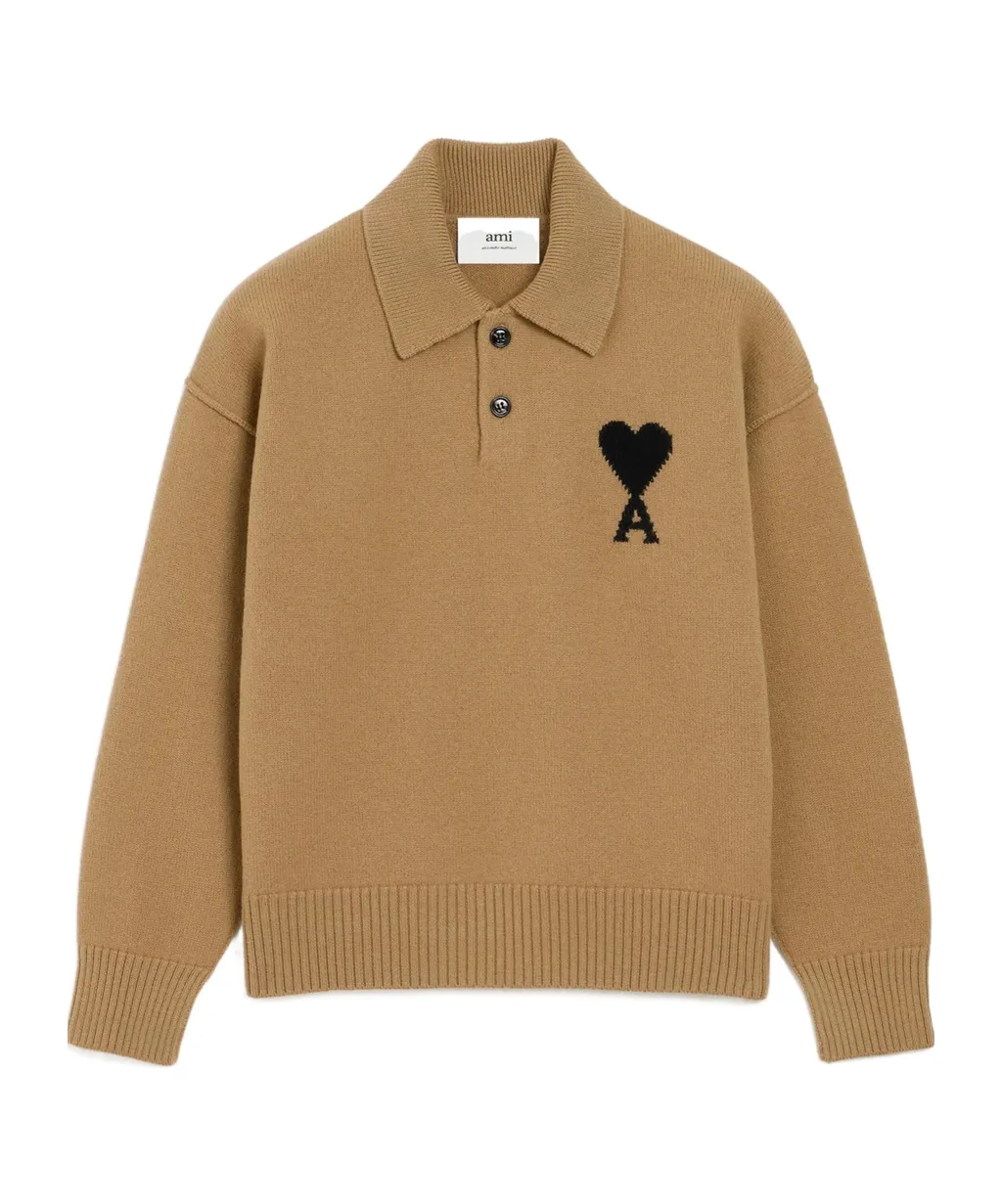 Ami Paris Ami De Coeur Logo Intarsia-Knit Jumper