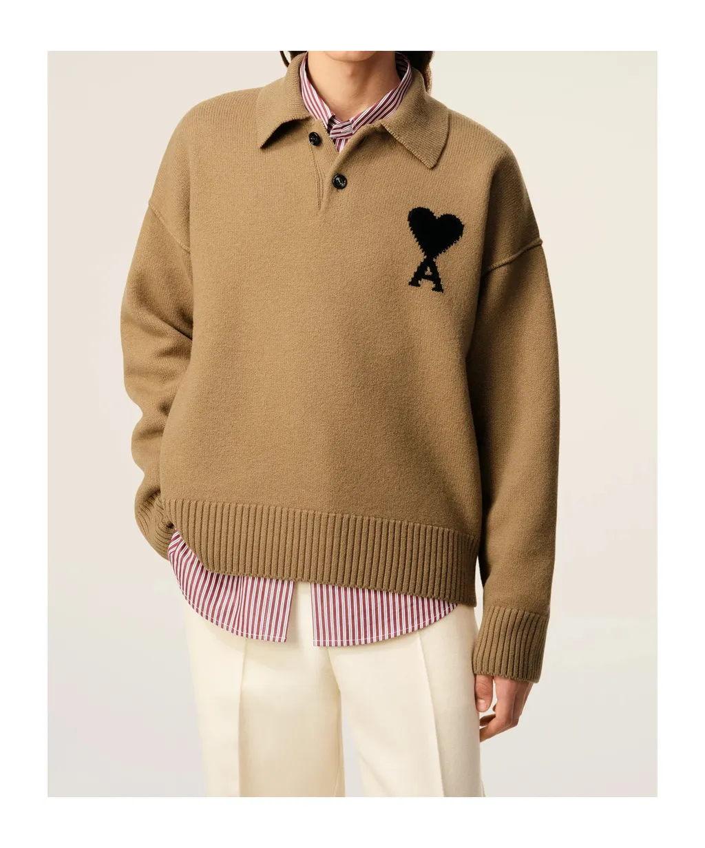 Ami Paris Ami De Coeur Logo Intarsia-Knit Jumper