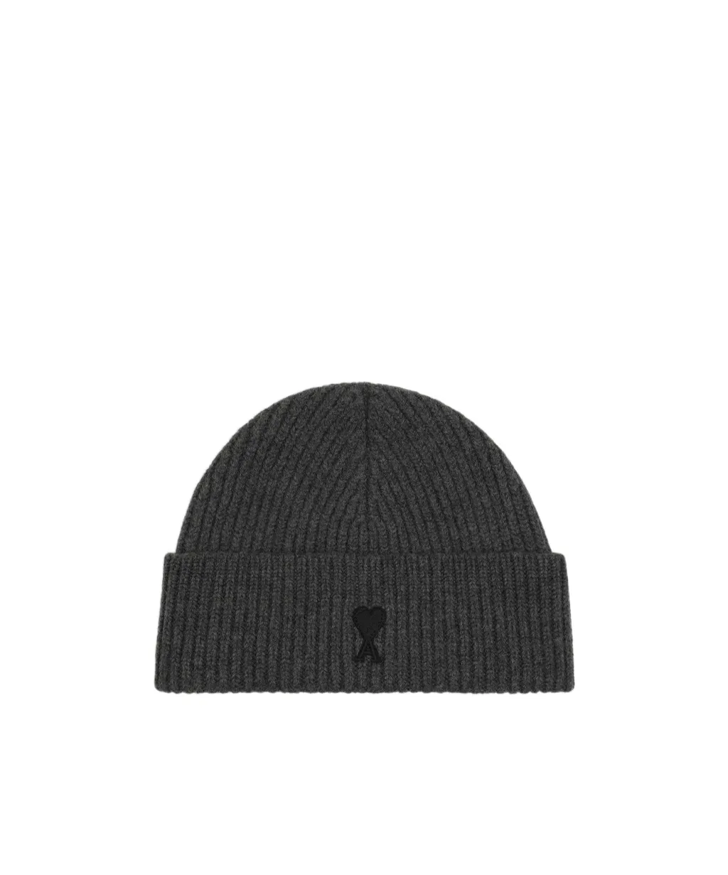 Ami Paris Ami De Coeur Ribbed Beanie