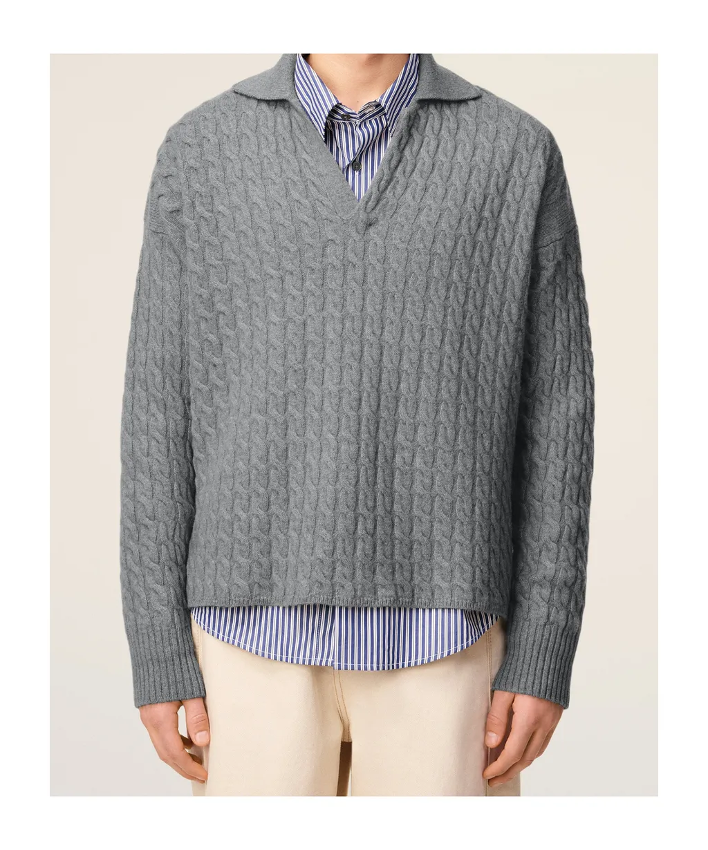 Ami Paris Cable Knitted Polo