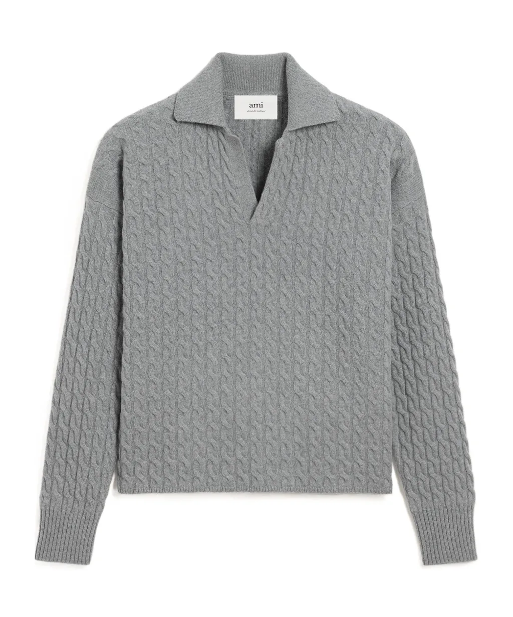 Ami Paris Cable Knitted Polo