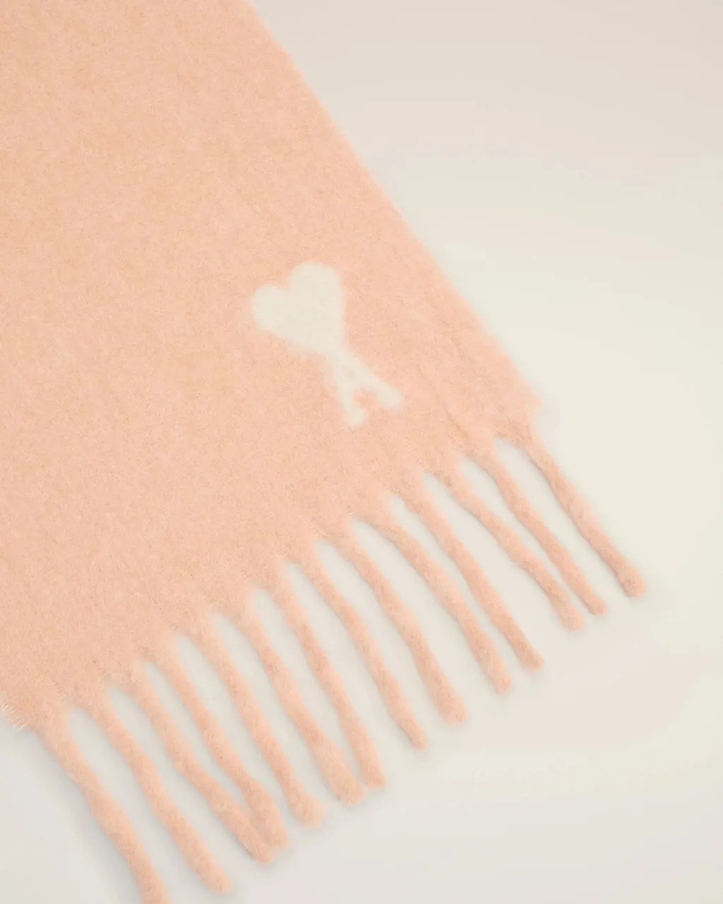 Ami Paris Logo Detailed Fringed-Hem Scarf