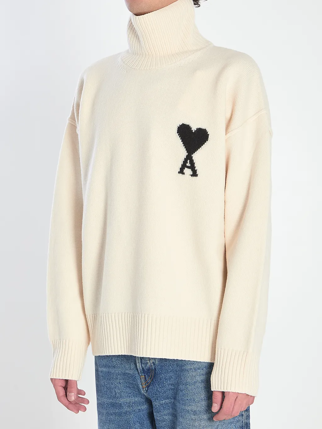 Ami Paris Ami De Coeur Turtleneck Logo Intarsia-Knit Jumper