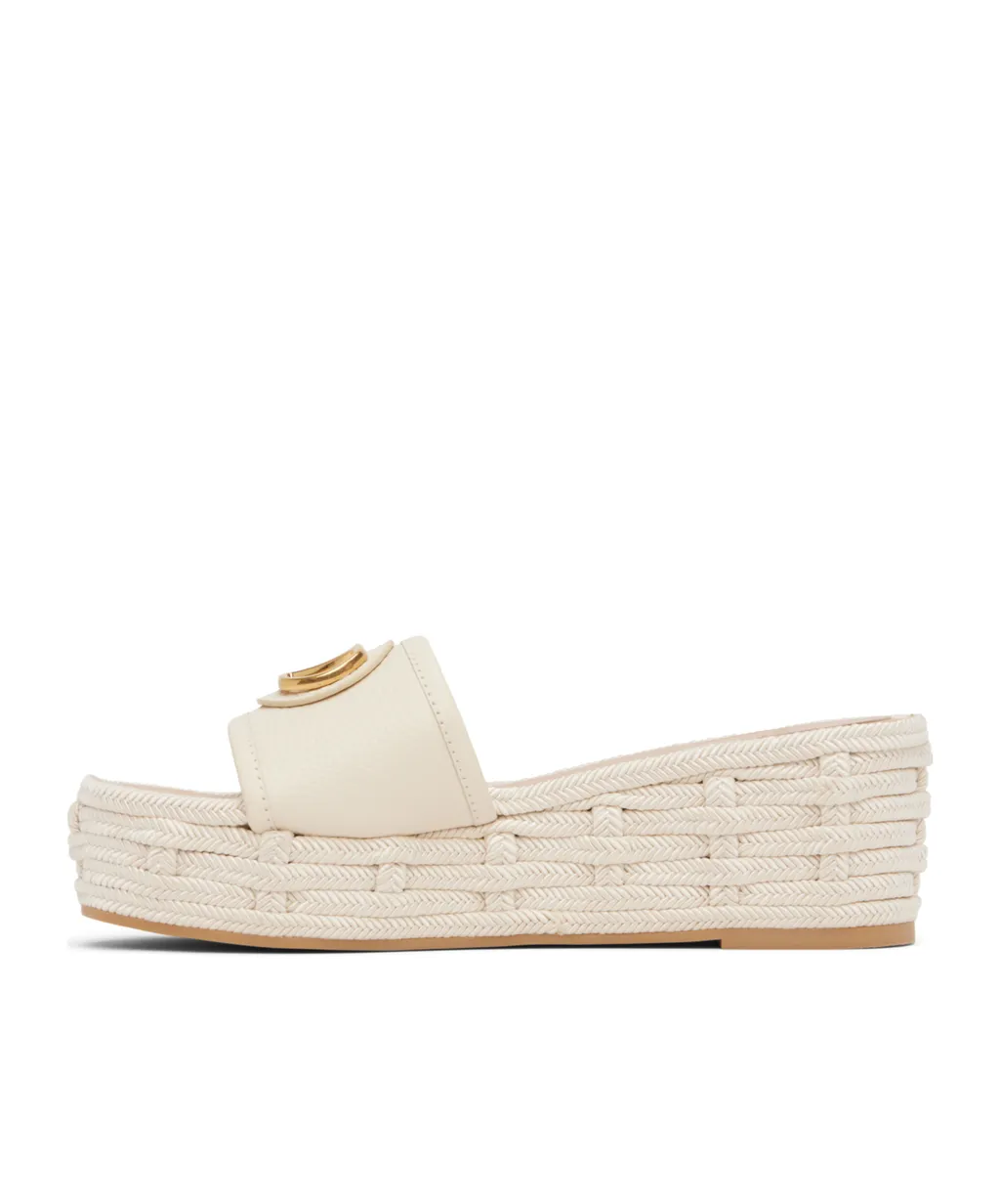 Logo-Plaque Woven Platform Slides