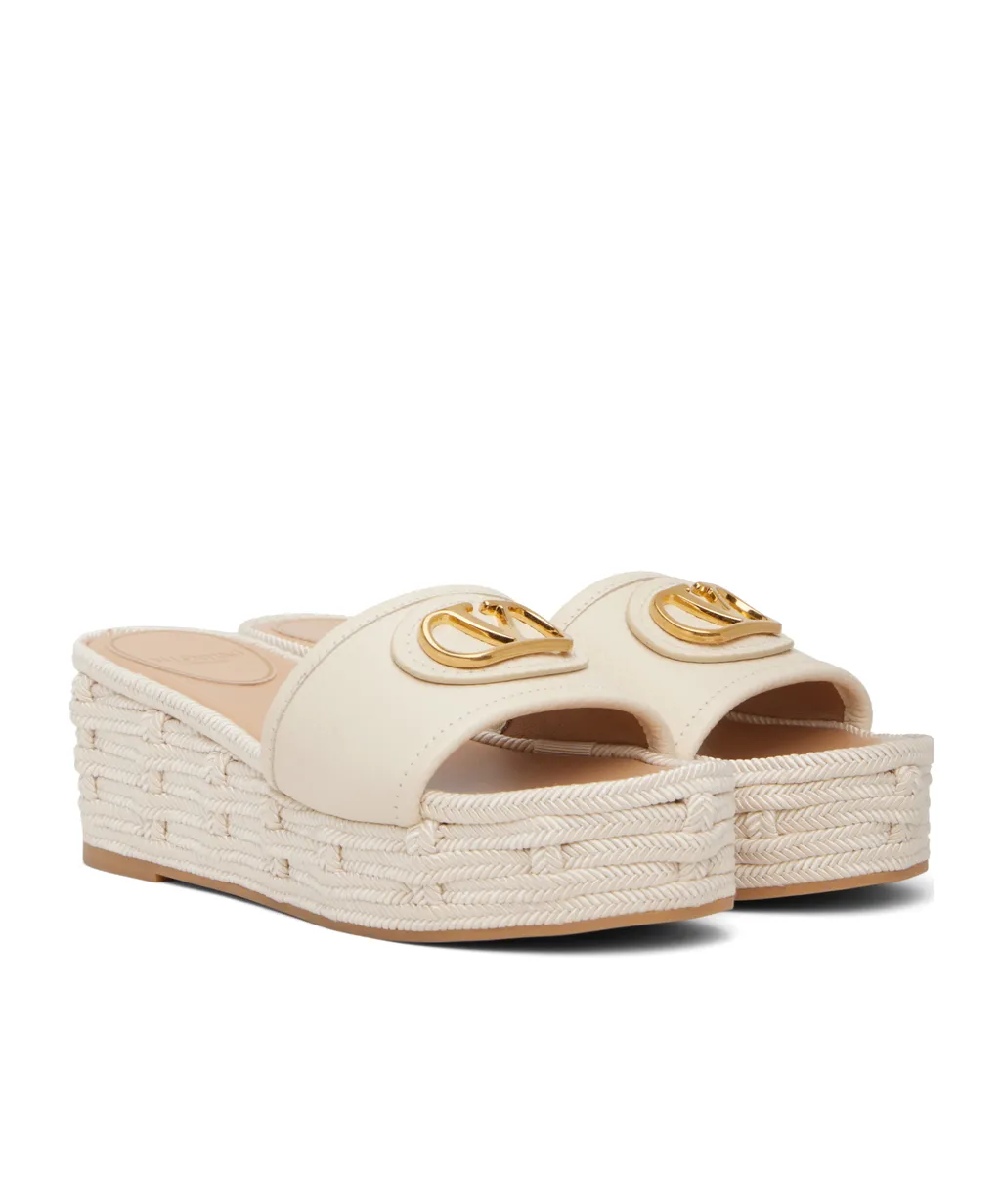 Logo-Plaque Woven Platform Slides