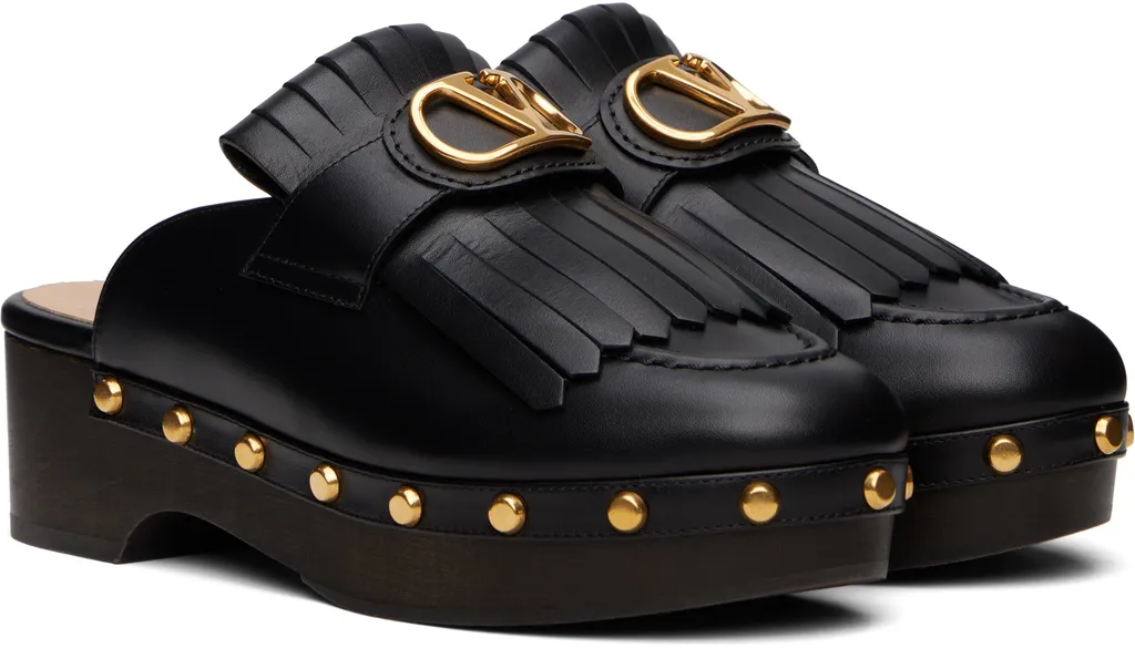 V-Logo Signature Fringed Mules