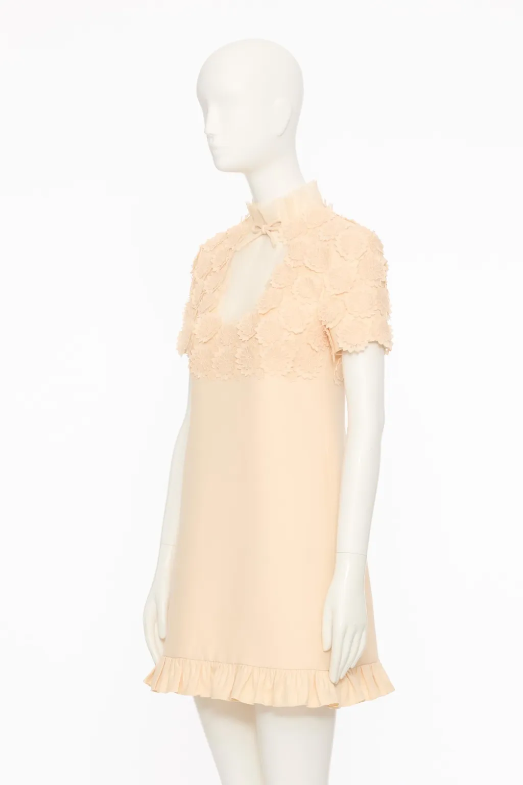 Embroidered Crepe Couture Short Dress
