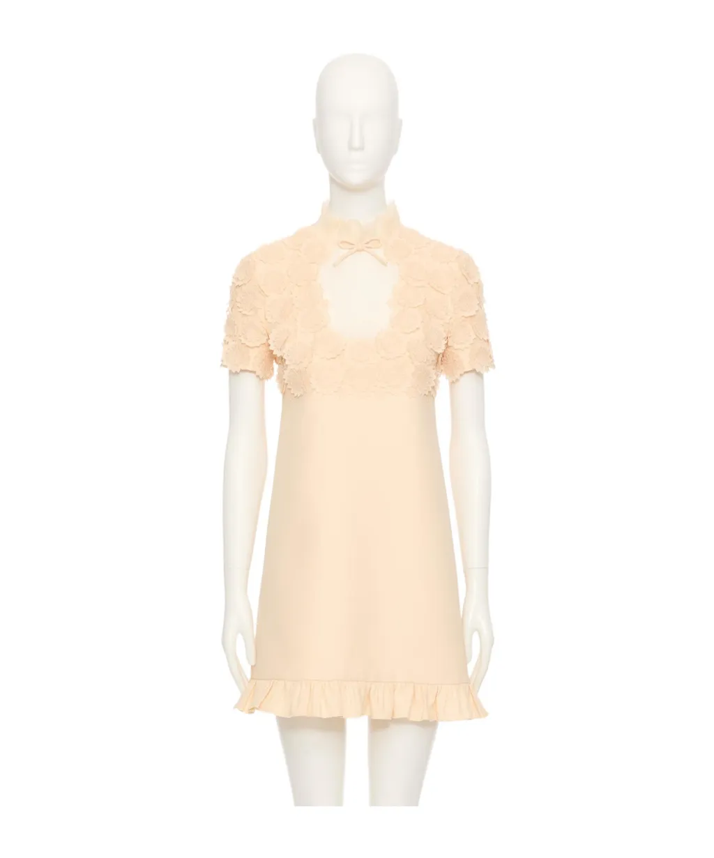 Embroidered Crepe Couture Short Dress