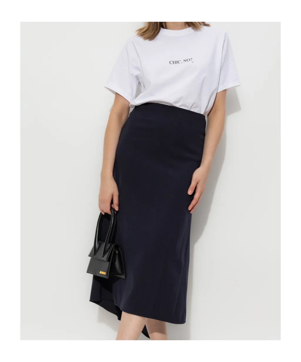Asymmetric-Hem Midi Skirt