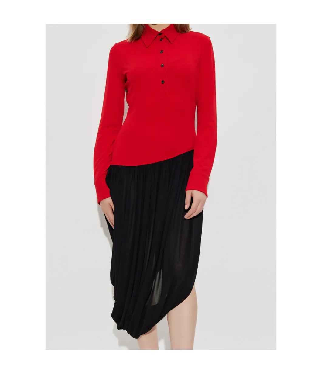 Ferragamo Red Dress With A Side Slit