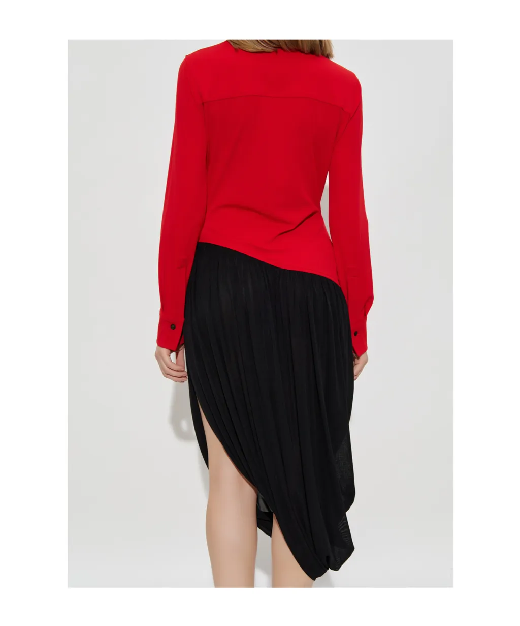 Ferragamo Red Dress With A Side Slit
