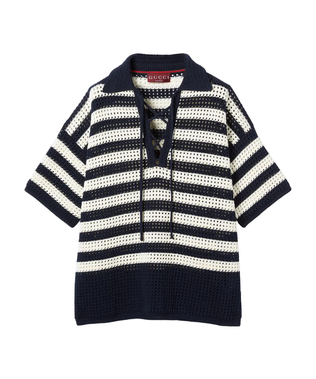 Gucci Striped Knit Polo Shirt