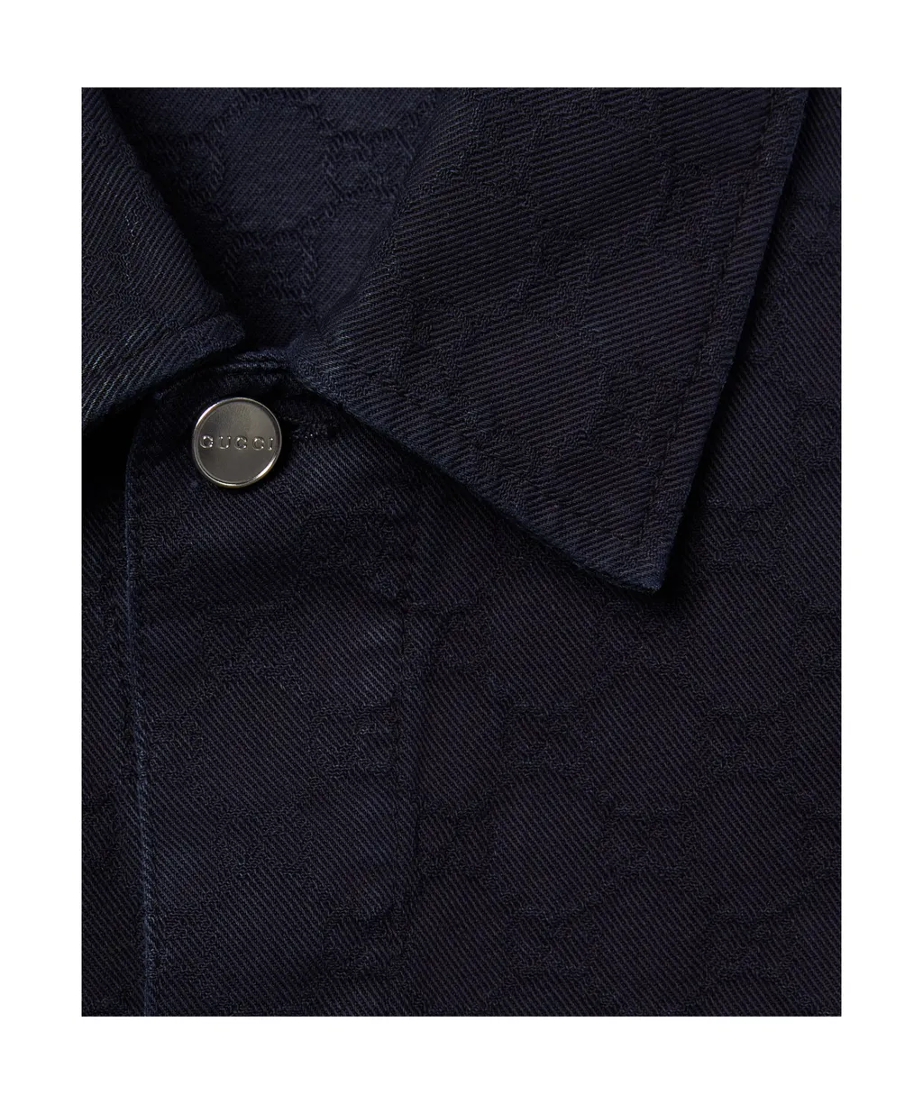 Bleached Gg Cotton Denim Jacquard Shirt