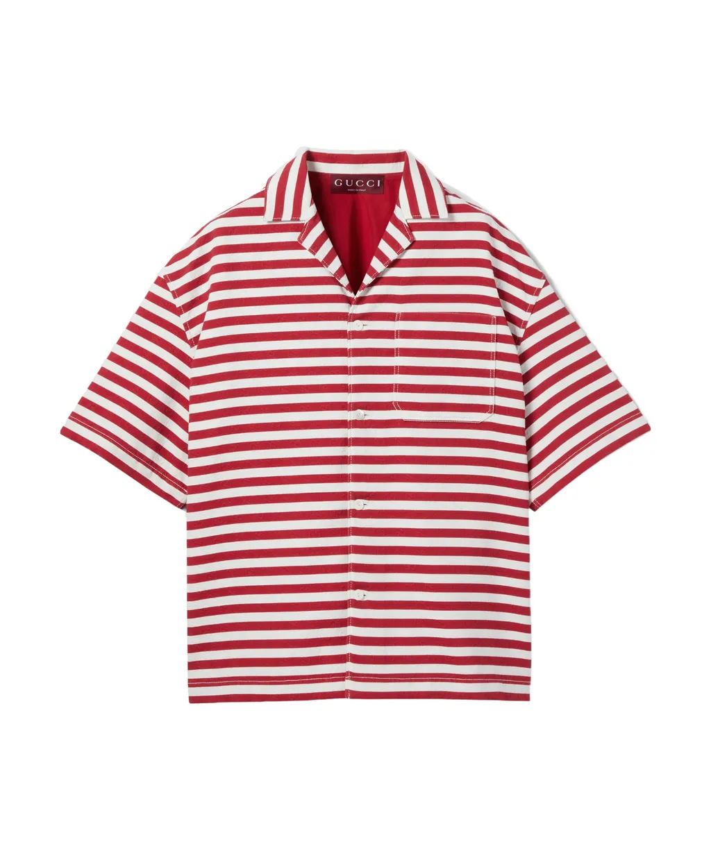 Gucci Short-Sleeved Printed Jacquard Shirt