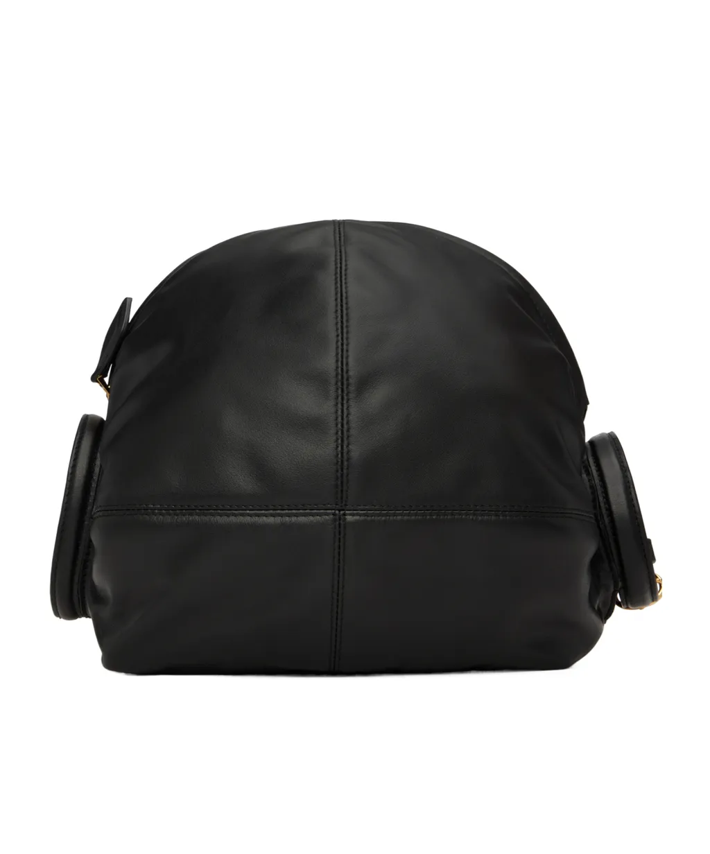 Paneled Polished Leather Clutch