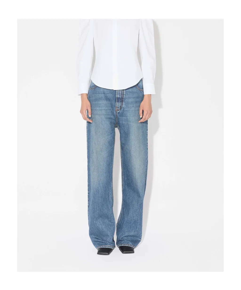 AlaÏA Contrast-Stitch Straight Leg Jeans