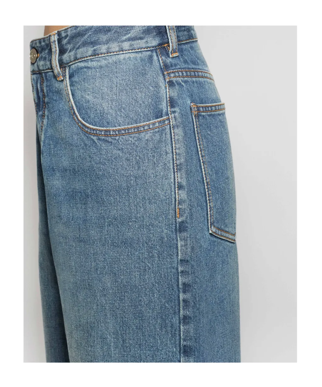 AlaÏA Contrast-Stitch Straight Leg Jeans