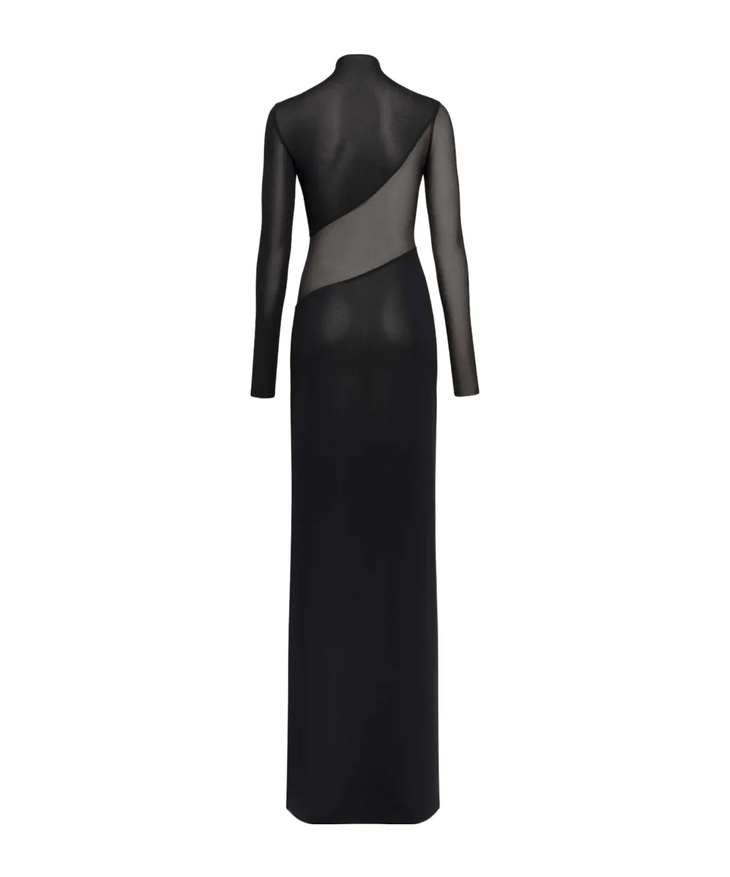 Mesh-Panel Maxi Dress