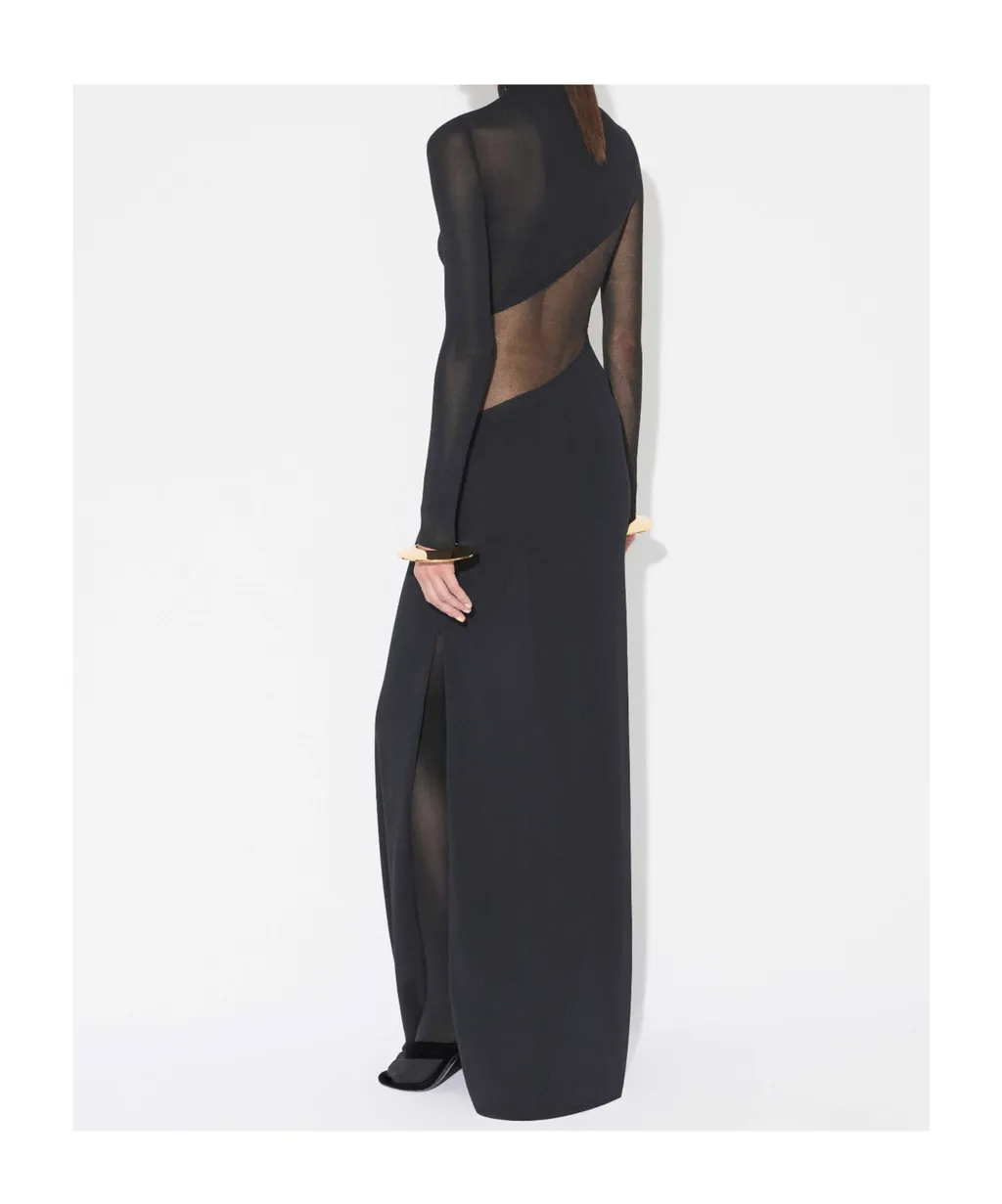 Mesh-Panel Maxi Dress